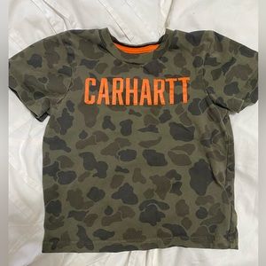 Kids 3t Carhartt shirt. Camo with orange writing.